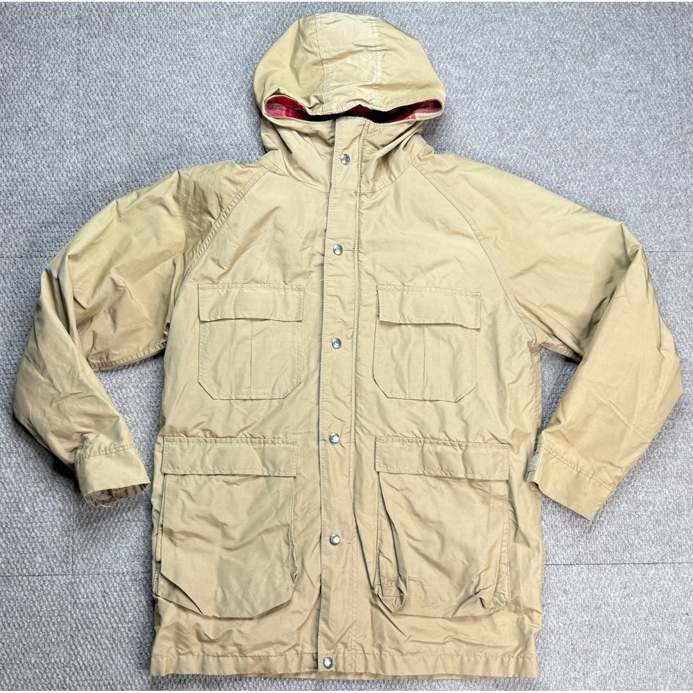 Woolrich Vtg Men's Full Zip Plaid Lined Long Sleeve Nylon Blend Hooded Jacket M